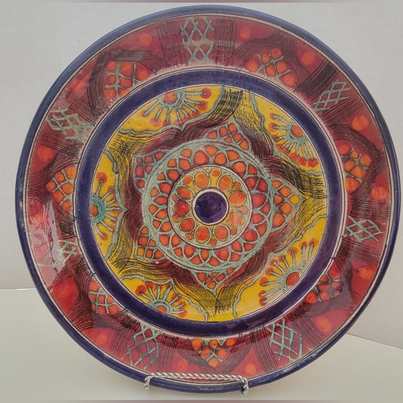 Santo Stefano Di Camastra Pottery Colorful Red Blue &Yellow 10.5" plate - Picture 1 of 9